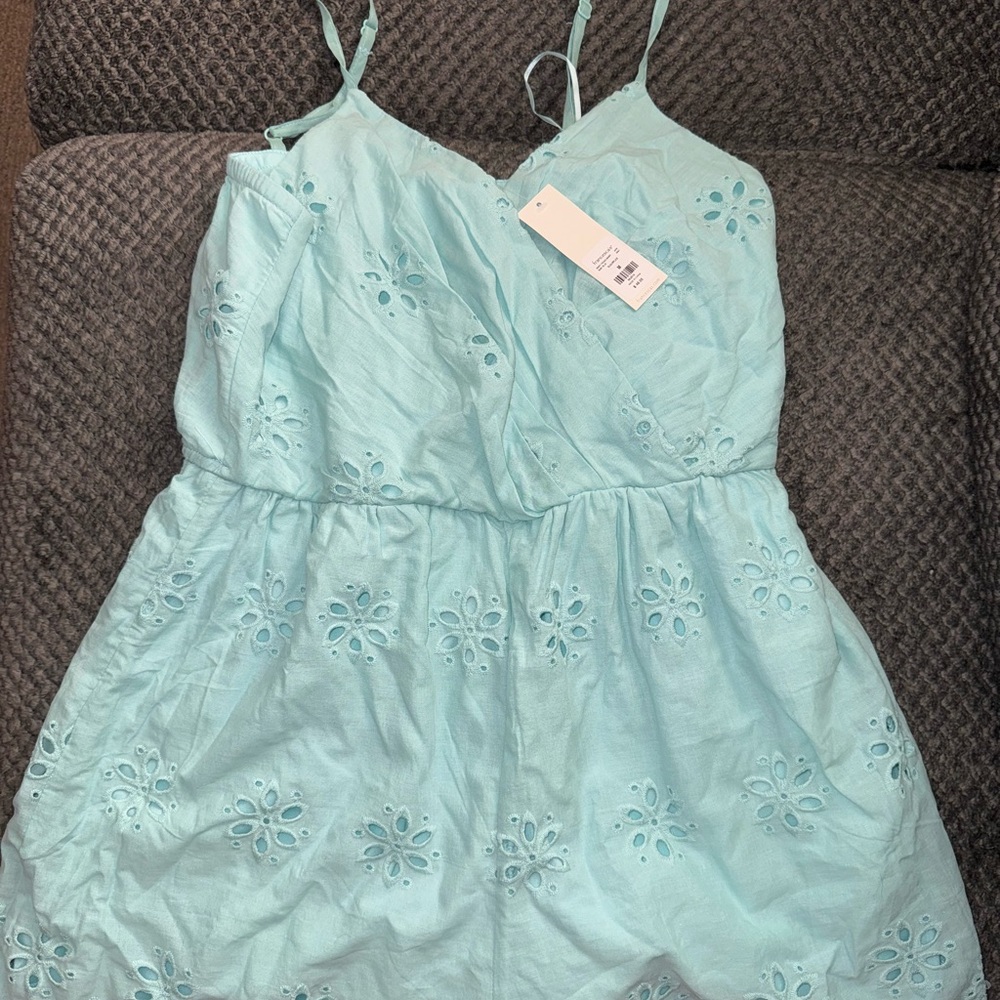 Women’s Light Blue Eyelet Romper
